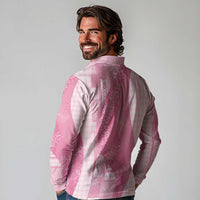 Polynesian Tribal Pattern Patchwork Picturesque Long Sleeve Polo Shirt Rose Pink LT7 - Polynesian Pride