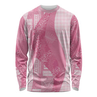 Polynesian Tribal Pattern Patchwork Picturesque Long Sleeve Shirt Rose Pink LT7 Unisex Rose Pink - Polynesian Pride