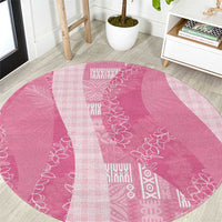 Polynesian Tribal Pattern Patchwork Picturesque Round Carpet Rose Pink LT7 Rose Pink - Polynesian Pride
