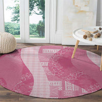 Polynesian Tribal Pattern Patchwork Picturesque Round Carpet Rose Pink LT7 - Polynesian Pride