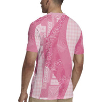 Polynesian Tribal Pattern Patchwork Picturesque Rugby Jersey Rose Pink LT7 - Polynesian Pride