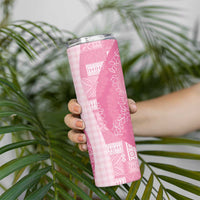 Polynesian Tribal Pattern Patchwork Picturesque Skinny Tumbler Rose Pink LT7 - Polynesian Pride