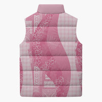 Polynesian Tribal Pattern Patchwork Picturesque Sleeveless Puffer Jacket Rose Pink LT7 - Polynesian Pride