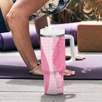 Polynesian Tribal Pattern Patchwork Picturesque Tumbler With Handle Rose Pink LT7 - Polynesian Pride