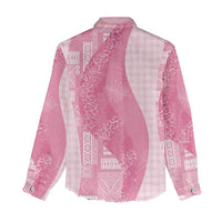 Polynesian Tribal Pattern Patchwork Picturesque Women Casual Shirt Rose Pink LT7 - Polynesian Pride