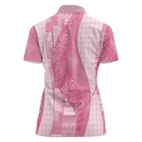 Polynesian Tribal Pattern Patchwork Picturesque Women Polo Shirt Rose Pink LT7 - Polynesian Pride