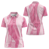 Polynesian Tribal Pattern Patchwork Picturesque Women Polo Shirt Rose Pink LT7 - Polynesian Pride