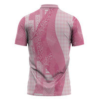 Polynesian Tribal Pattern Patchwork Picturesque Zipper Polo Shirt Rose Pink LT7 - Polynesian Pride