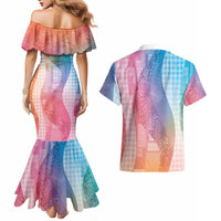Polynesian Tribal Pattern Patchwork Picturesque Couples Matching Mermaid Dress and Hawaiian Shirt Holographic LT7 - Polynesian Pride