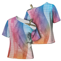 Polynesian Tribal Pattern Patchwork Picturesque Cross Shoulder Shirt Holographic LT7 - Polynesian Pride