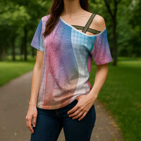Polynesian Tribal Pattern Patchwork Picturesque Cross Shoulder Shirt Holographic LT7 - Polynesian Pride