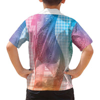 Polynesian Tribal Pattern Patchwork Picturesque Family Matching Mermaid Dress and Hawaiian Shirt Holographic LT7 - Polynesian Pride