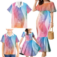 Polynesian Tribal Pattern Patchwork Picturesque Family Matching Mermaid Dress and Hawaiian Shirt Holographic LT7 - Polynesian Pride