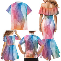 Polynesian Tribal Pattern Patchwork Picturesque Family Matching Mermaid Dress and Hawaiian Shirt Holographic LT7 - Polynesian Pride