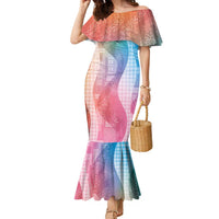 Polynesian Tribal Pattern Patchwork Picturesque Family Matching Mermaid Dress and Hawaiian Shirt Holographic LT7 Mom's Dress Holographic - Polynesian Pride