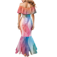Polynesian Tribal Pattern Patchwork Picturesque Family Matching Mermaid Dress and Hawaiian Shirt Holographic LT7 - Polynesian Pride