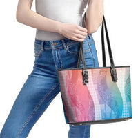Polynesian Tribal Pattern Patchwork Picturesque Leather Tote Bag Holographic LT7 - Polynesian Pride