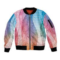 Polynesian Tribal Pattern Patchwork Picturesque Sleeve Zip Bomber Jacket Holographic LT7 Unisex Holographic - Polynesian Pride