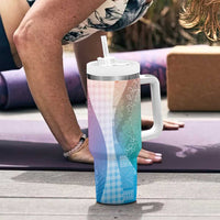 Polynesian Tribal Pattern Patchwork Picturesque Tumbler With Handle Holographic LT7 - Polynesian Pride