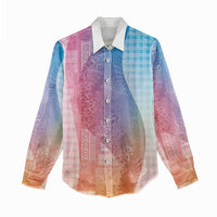 Polynesian Tribal Pattern Patchwork Picturesque Women Casual Shirt Holographic LT7 - Polynesian Pride