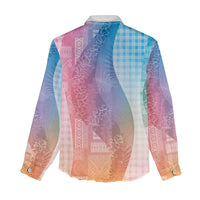 Polynesian Tribal Pattern Patchwork Picturesque Women Casual Shirt Holographic LT7 - Polynesian Pride
