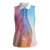 Polynesian Tribal Pattern Patchwork Picturesque Women Sleeveless Polo Shirt Holographic LT7 Female Holographic - Polynesian Pride