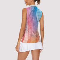 Polynesian Tribal Pattern Patchwork Picturesque Women Sleeveless Polo Shirt Holographic LT7 - Polynesian Pride