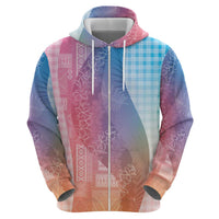 Polynesian Tribal Pattern Patchwork Picturesque Zip Hoodie Holographic LT7 - Polynesian Pride