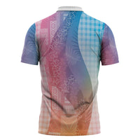 Polynesian Tribal Pattern Patchwork Picturesque Zipper Polo Shirt Holographic LT7 - Polynesian Pride