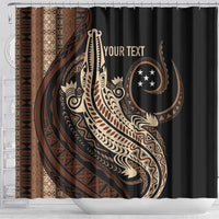 Personalized Solomon Islands Crocodile Shower Curtain Hapi Isles - Independence Anniversary