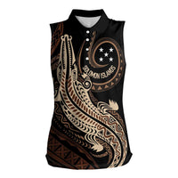 Personalized Solomon Islands Crocodile Women Sleeveless Polo Shirt Hapi Isles - Independence Anniversary