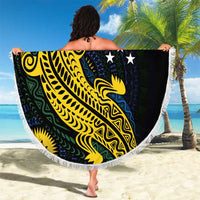 Personalized Solomon Islands Independence Anniversary Beach Blanket Crocodile Mix Tapa