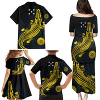Personalized Solomon Islands Independence Anniversary Family Matching Puletasi and Hawaiian Shirt Crocodile Mix Tapa