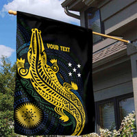 Personalized Solomon Islands Independence Anniversary Garden Flag Crocodile Mix Tapa