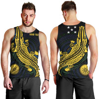 Personalized Solomon Islands Independence Anniversary Men Tank Top Crocodile Mix Tapa