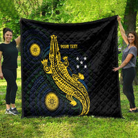 Personalized Solomon Islands Independence Anniversary Quilt Crocodile Mix Tapa