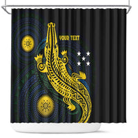 Personalized Solomon Islands Independence Anniversary Shower Curtain Crocodile Mix Tapa