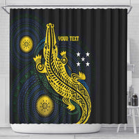 Personalized Solomon Islands Independence Anniversary Shower Curtain Crocodile Mix Tapa