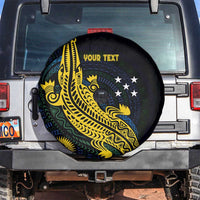 Personalized Solomon Islands Independence Anniversary Spare Tire Cover Crocodile Mix Tapa