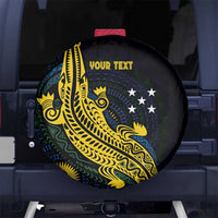 Personalized Solomon Islands Independence Anniversary Spare Tire Cover Crocodile Mix Tapa