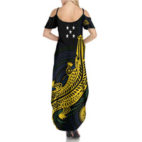 Personalized Solomon Islands Independence Anniversary Summer Maxi Dress Crocodile Mix Tapa