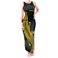 Personalized Solomon Islands Independence Anniversary Tank Maxi Dress Crocodile Mix Tapa