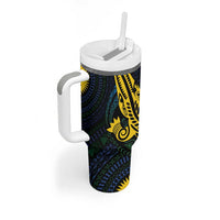 Personalized Solomon Islands Independence Anniversary Tumbler With Handle Crocodile Mix Tapa