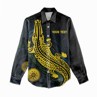Personalized Solomon Islands Independence Anniversary Women Casual Shirt Crocodile Mix Tapa