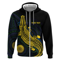 Personalized Solomon Islands Independence Anniversary Zip Hoodie Crocodile Mix Tapa