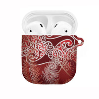 Aotearoa Maori Koru Curves AirPods Case Silver Ferns - Crimson Red LT7 Red - Polynesian Pride