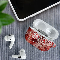 Aotearoa Maori Koru Curves AirPods Case Silver Ferns - Crimson Red LT7 - Polynesian Pride