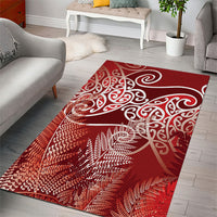 Aotearoa Maori Koru Curves Area Rug Silver Ferns - Crimson Red LT7 - Polynesian Pride