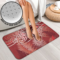 Aotearoa Maori Koru Curves Bathroom Set Silver Ferns - Crimson Red LT7 - Polynesian Pride