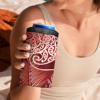 Aotearoa Maori Koru Curves 4 in 1 Can Cooler Tumbler Silver Ferns - Crimson Red LT7 - Polynesian Pride
